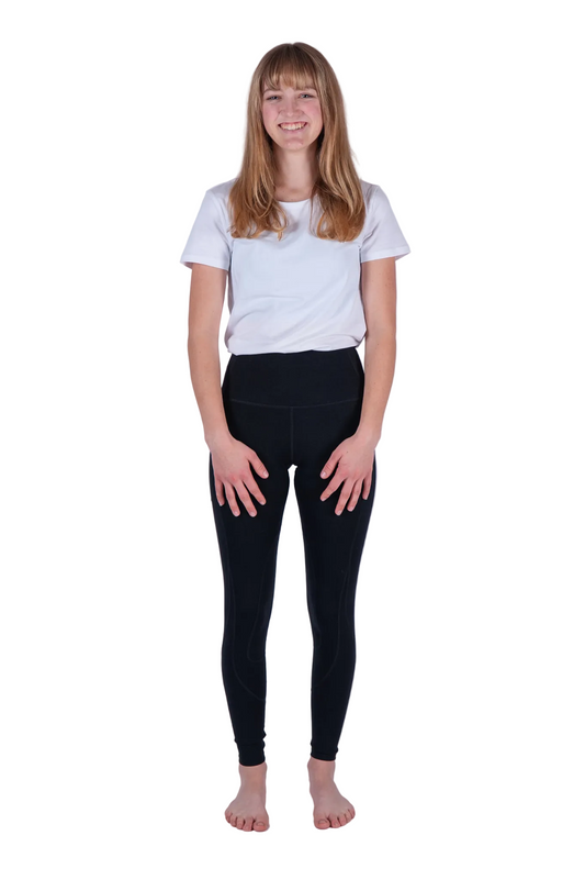 black front shot equestrain leggings